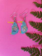 Load image into Gallery viewer, Origami Kiwi Bird Earrings - Blue