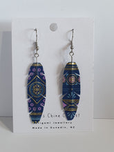 Load image into Gallery viewer, Washi Style Feather Earrings - Blue Boheme ©
