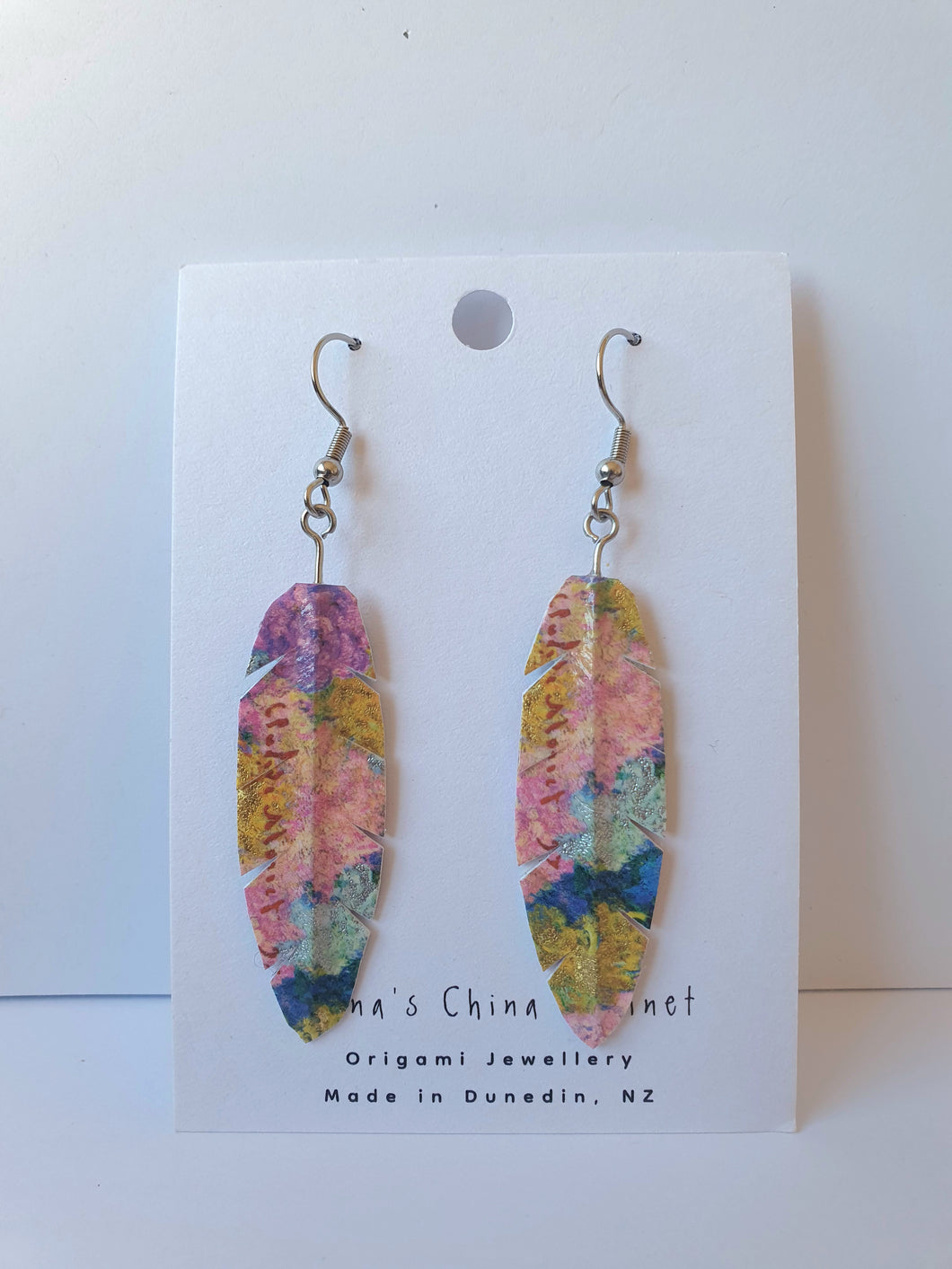 Washi Style Earrings - Monet's Chrysanthemum  ©