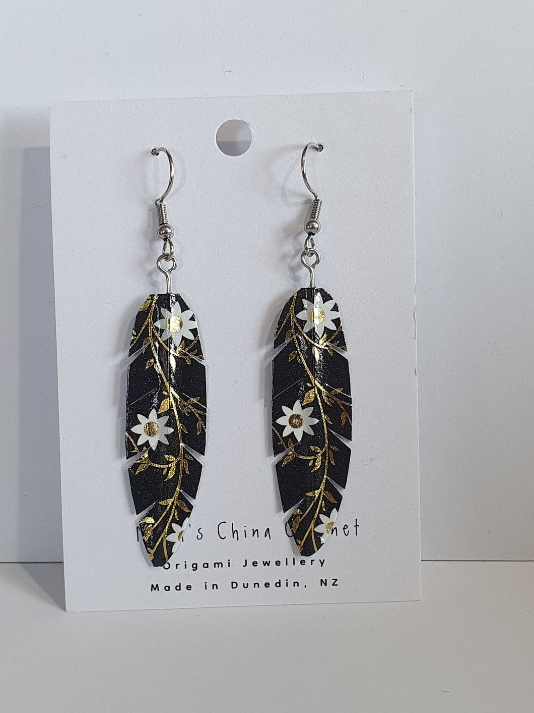 Washi Style Earrings - Moonflower Noir ©