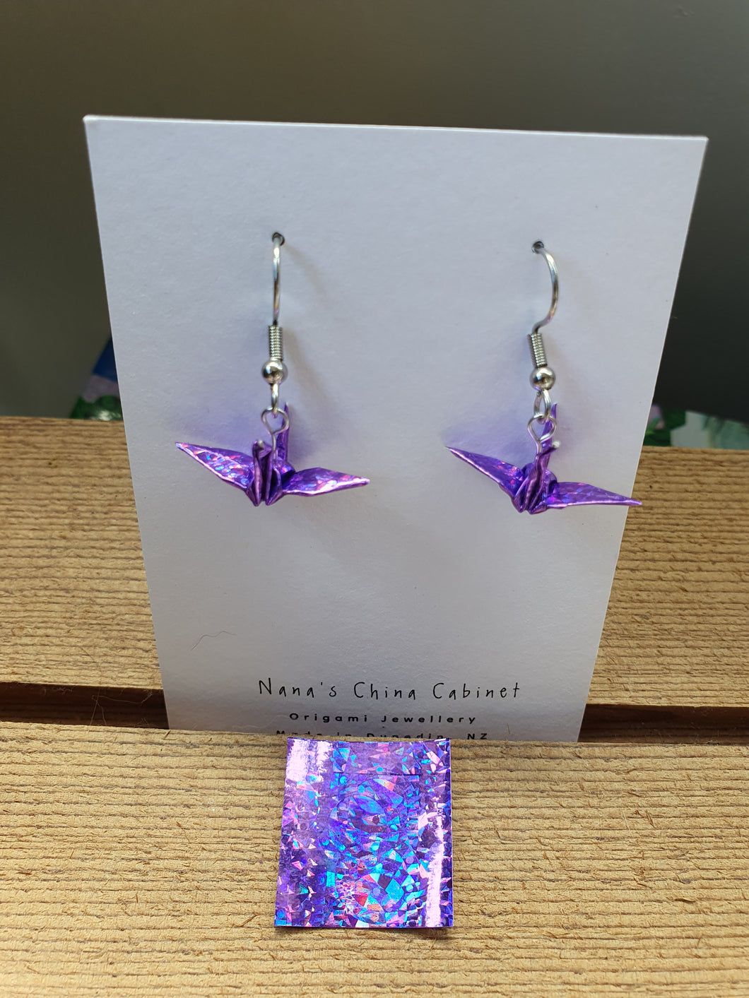 Tiny Origami Cranes Earrings- Purple