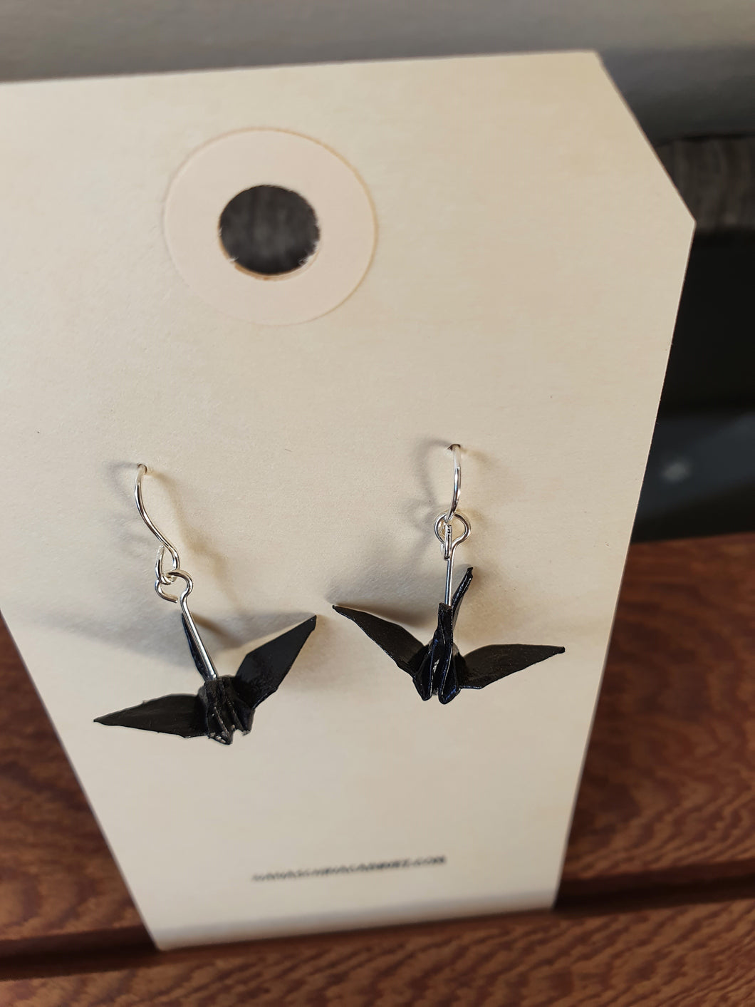 Origami Tiny Crane Earrings - Black